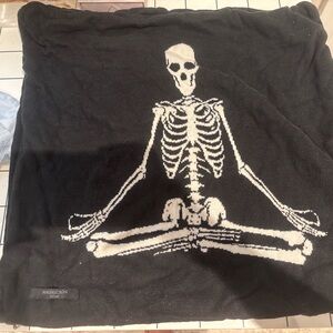 Black Skeleton yoga throw pillow cover